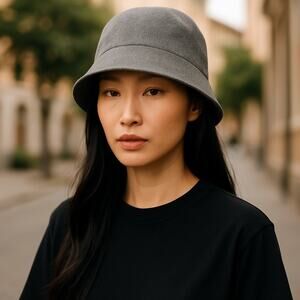 Lands End S/M Nautical Style Gray Bucket Hat Fall Winter Cozy Fisherman Cap